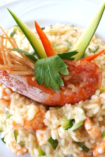 Oriz me kunguj dhe karkaleca. Receta gatimi. Dieta mesdhetare.